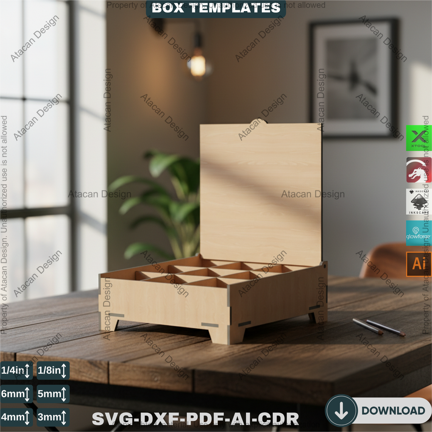 16 Sizes Box Set with Flip Lid and Compartments - Divided Boxes for Storage Organizer 461