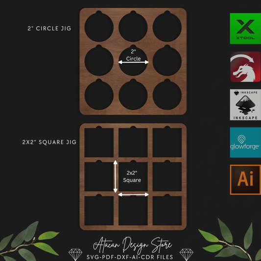 2x2 Square & 2 Inch Circle Laser Engraving Jigs - Perfect for Precision Projects 703