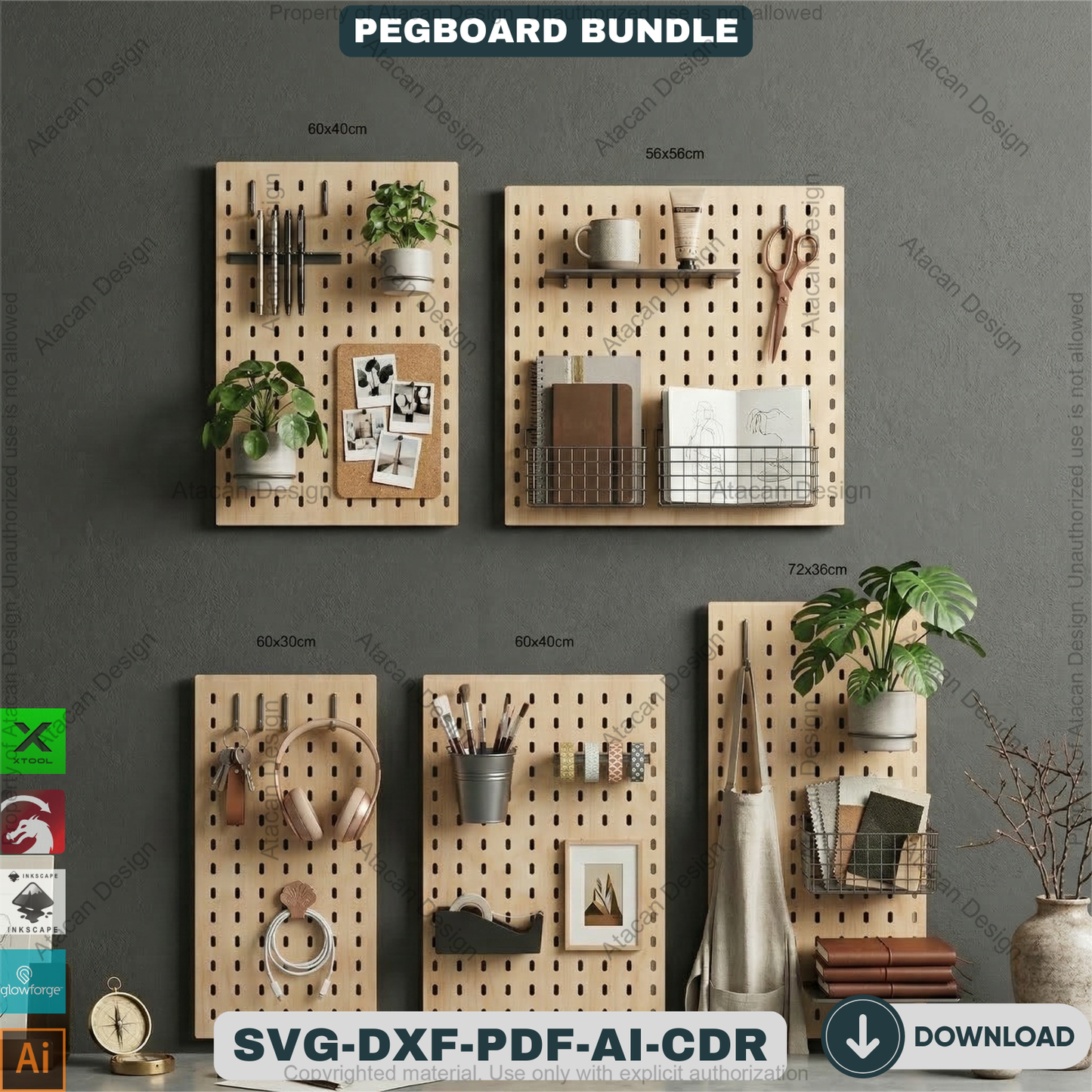 Ikea Skadis Compatible Pegboard Template 20 Sizes Wood Wall Organizer Display Panel 940