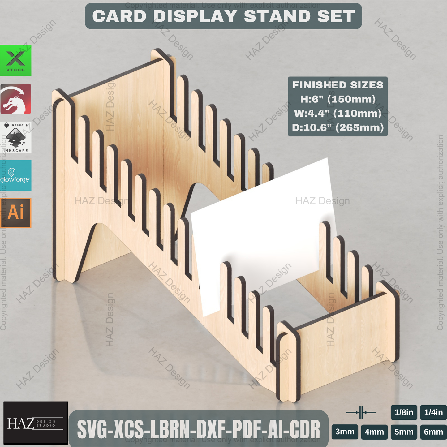 Laser Cut Card Display Stand Set | Multi-Size Retail & Desk Showcase Files | Greeting Card Holder 448
