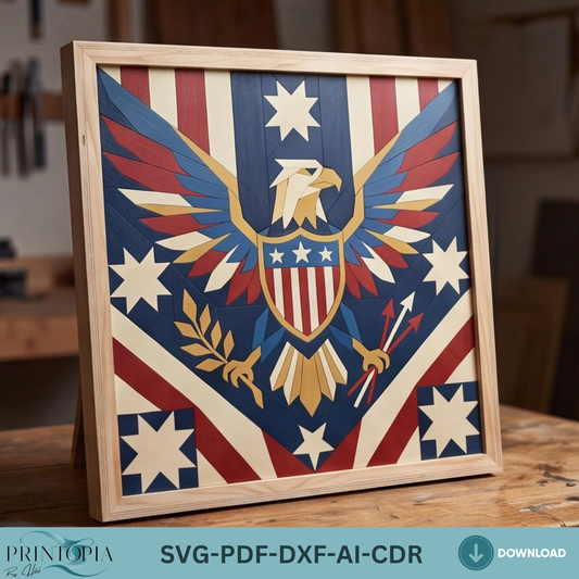 Patriotic Bald Eagle , Independence Day 4th July Wall Decor Pattern, American Flag Wooden Sign
