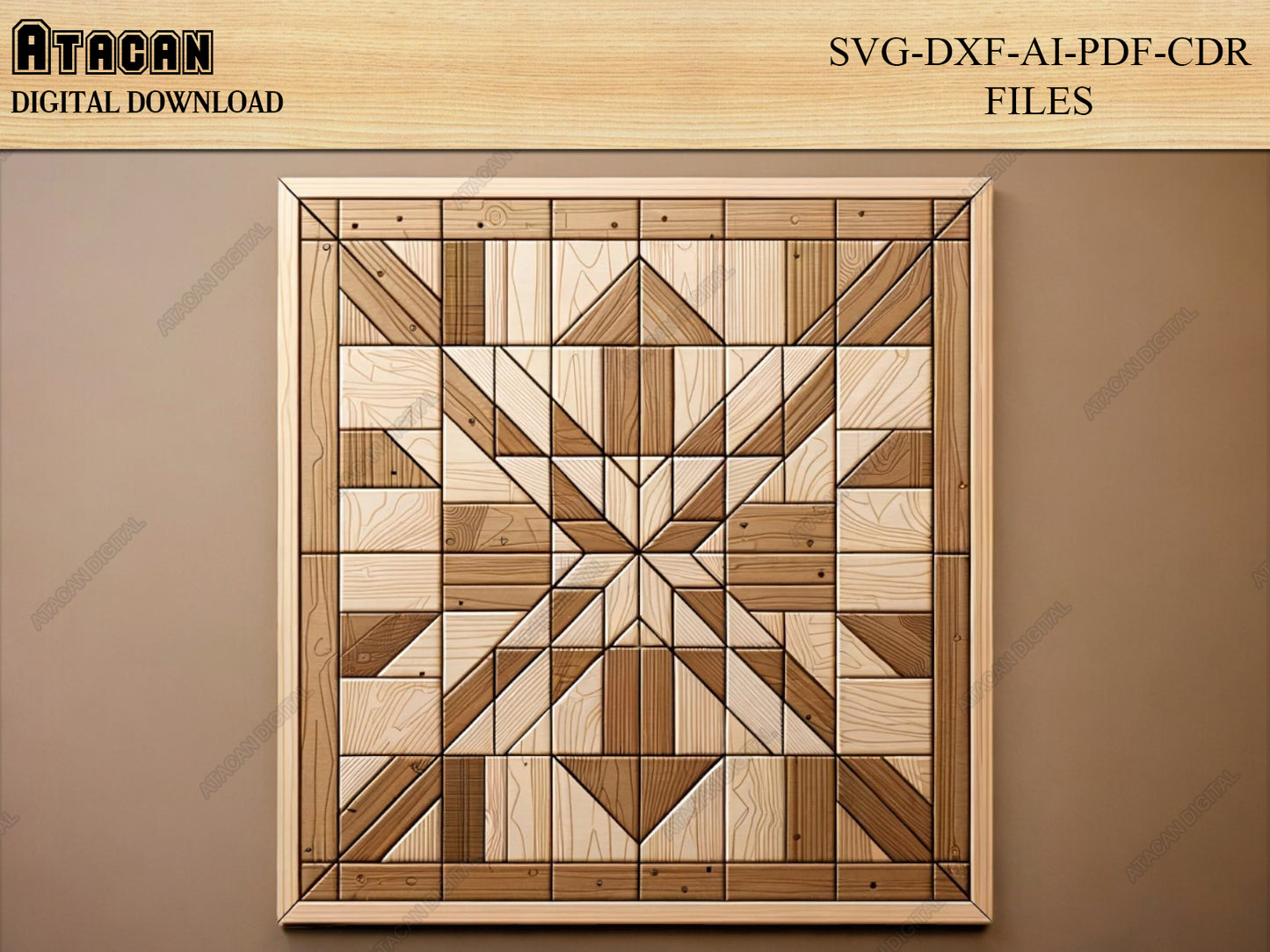 Signature Collection of Barn Quilt Patterns - Elegant Woodworking Laser Cut Files for Crafters 423