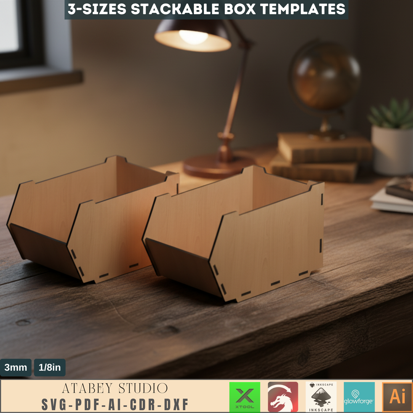 Desk Organizer Stackable Storage Box Svg - Wood Desktop Organizer Storage Bin 575
