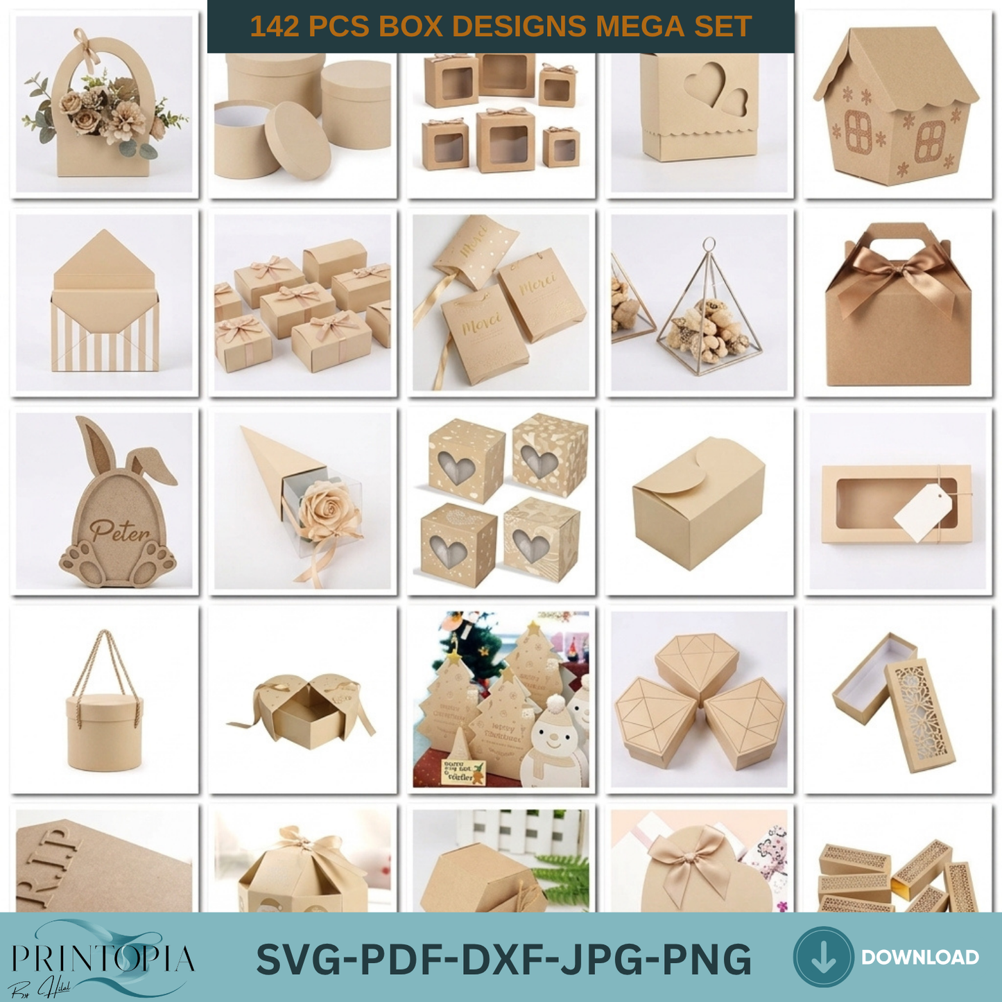 142 Box SVG Bundle Laser Cut Gift Box Templates PDF DXF Cutting Files