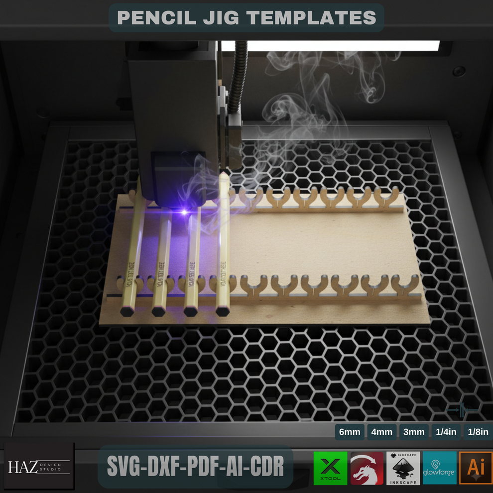 Laser Ready Pencil Jig Template - Jig for Pens - Laser Cut Template SV ...