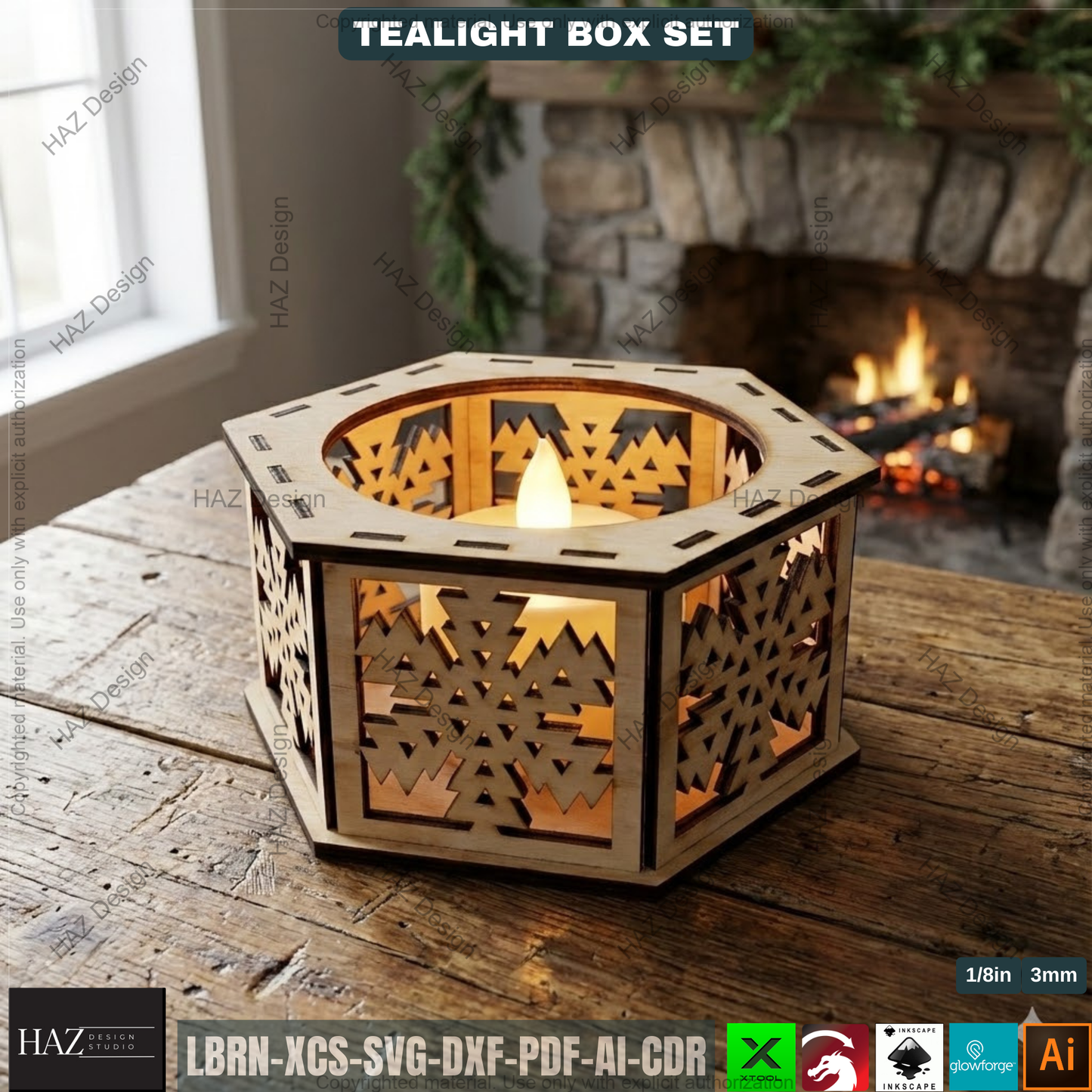 Christmas Tealight Box Bundle, Laser Cut Lantern Templates, DIY Holiday Candle Holders 505