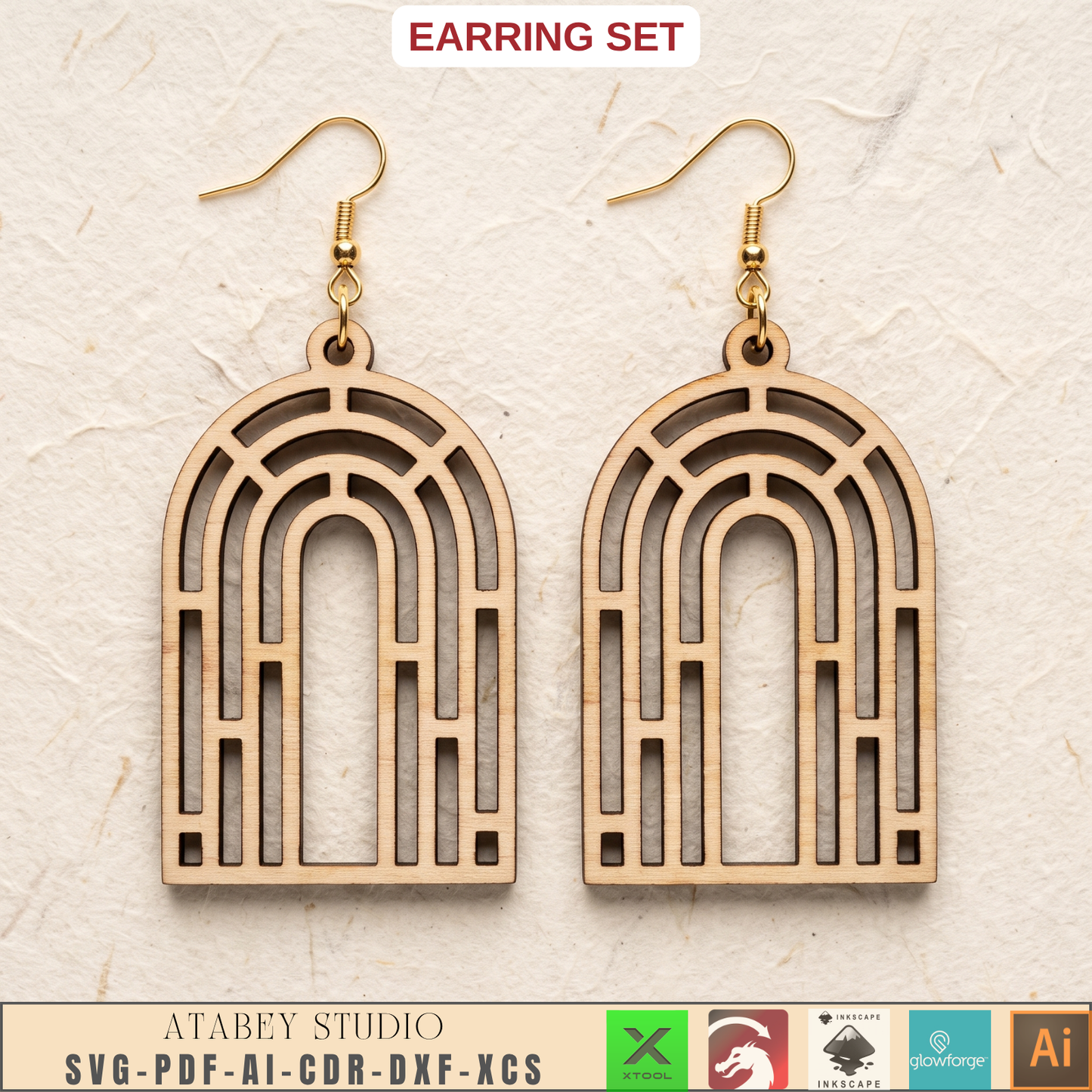 Wooden Bee Butterfly Leaf Earring Templates for Laser Cut Jewelry DIY Plywood Pattern Bundle
