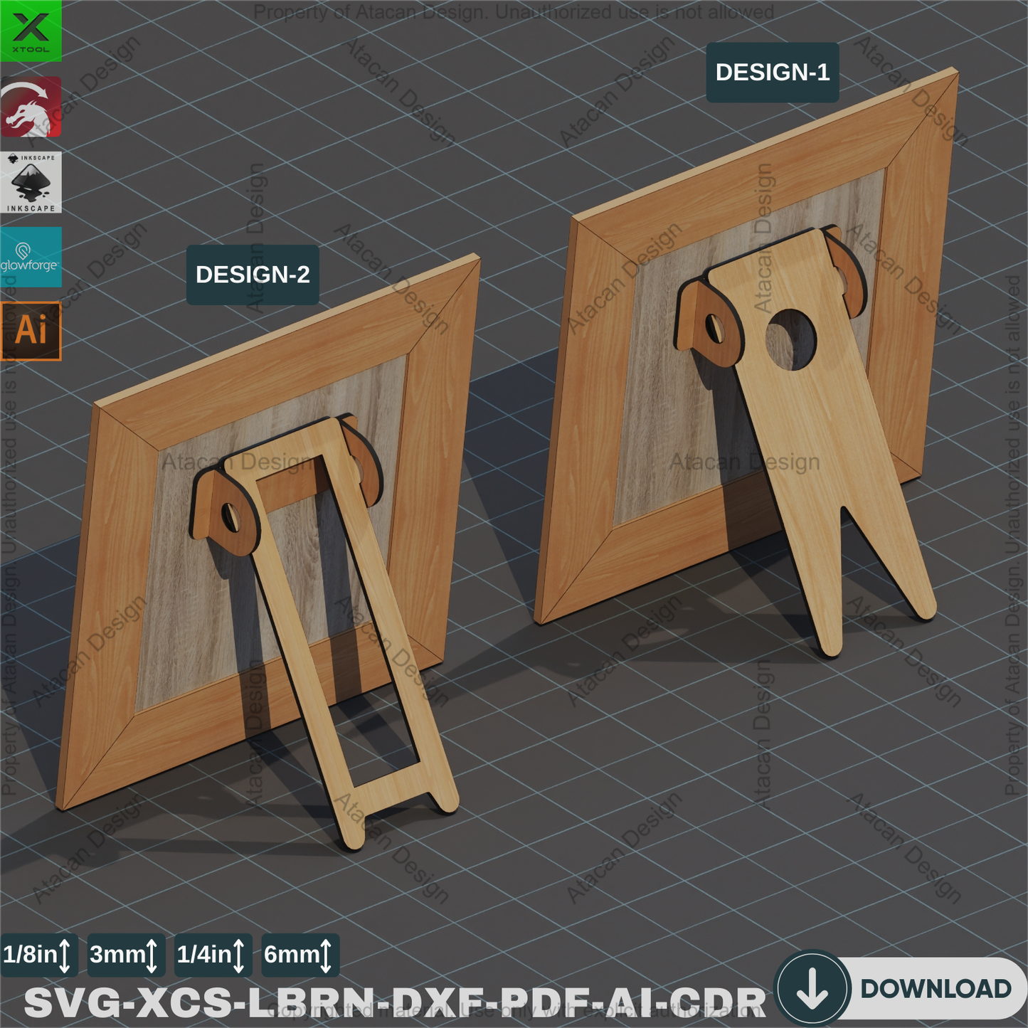 Wooden Easel Stand & Frame Legs | Laser Cut Photo Display Parts,Modern Laser Cut Frame Stand | Wood Easel Legs & Templates 841