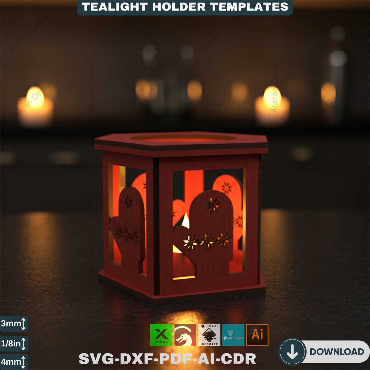 Festive Laser Cut Holiday Candle Holder - Gingerbread Snowman Sleigh Tealight Lanterns 570