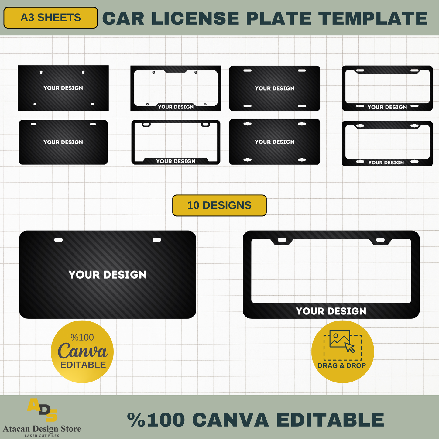 Personalized Car License Plate Template | Canva Editable Design for Sublimation | Custom A3 Sheets for DIY Plates 741