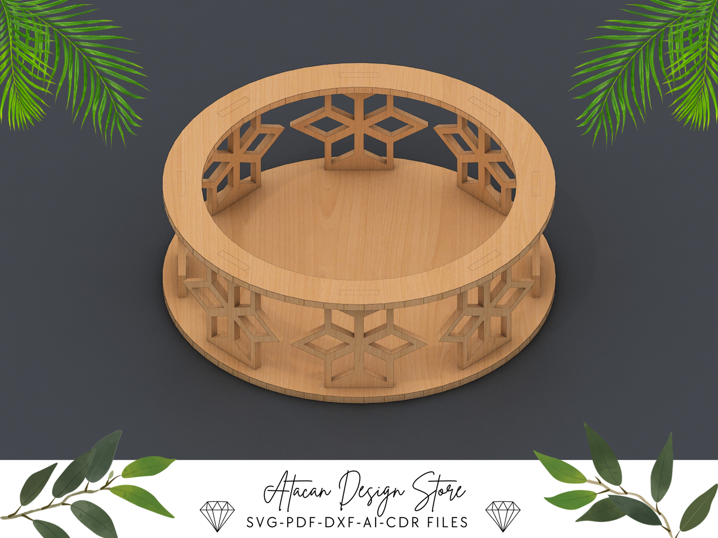 Decorative Tray Bundle | Laser Cut Ellipse, Round & Hexagon Wooden Trays 681