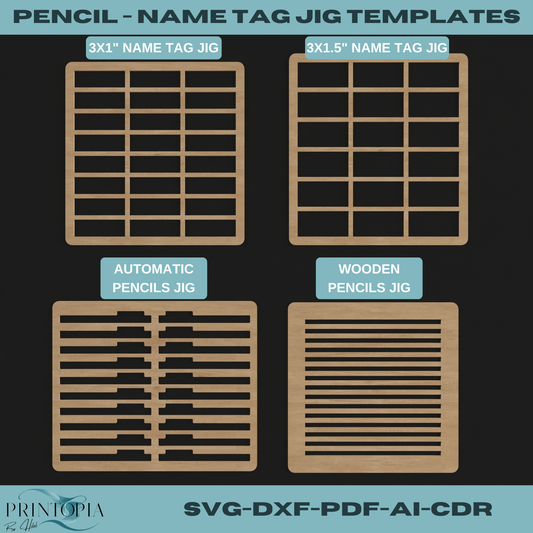 Laser Jig Templates for Name Tags & Pencils - Compatible with Major Machines 149