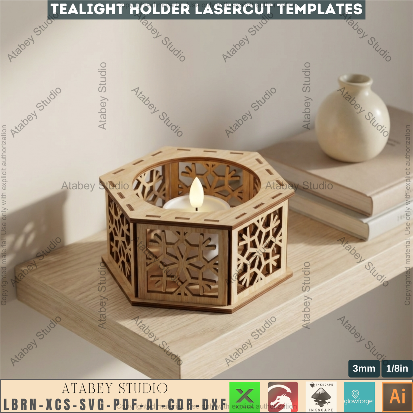 Christmas Candle Holder Bundle Laser Cut Lantern Tealight Box Xmas Table Decor 977