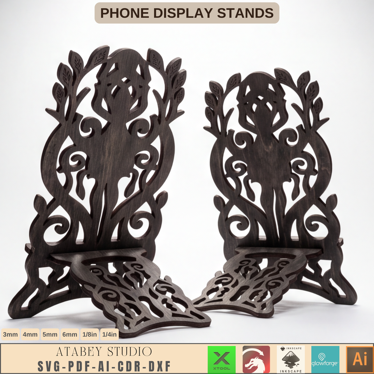 Celtic Tree of Life Phone Stand SVG Laser Cut Viking Wood Display Holder 1022