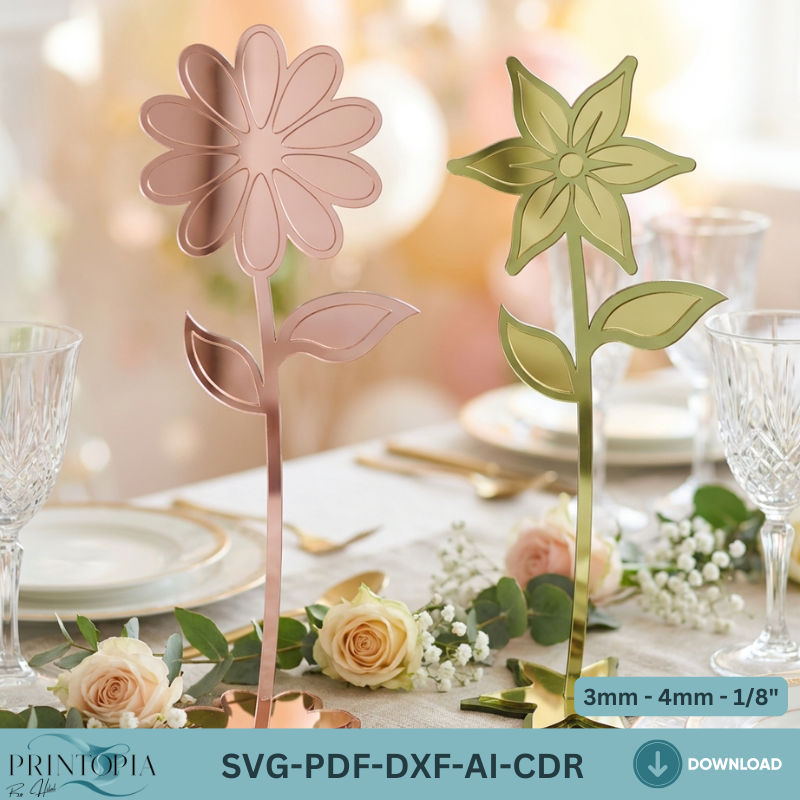 Standing Flower Templates Acrylic Rose Daisy Table Decor Wooden Floral Centerpiece 328