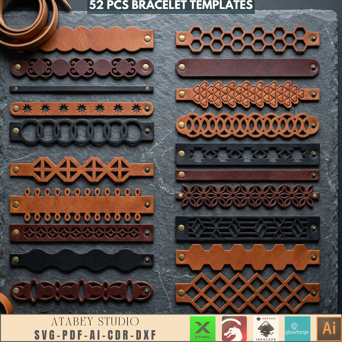 Laser Cut Bangle & Cuff SVG Pack, Creative Jewelry Making Templates, Files for Wood & Leather Crafters