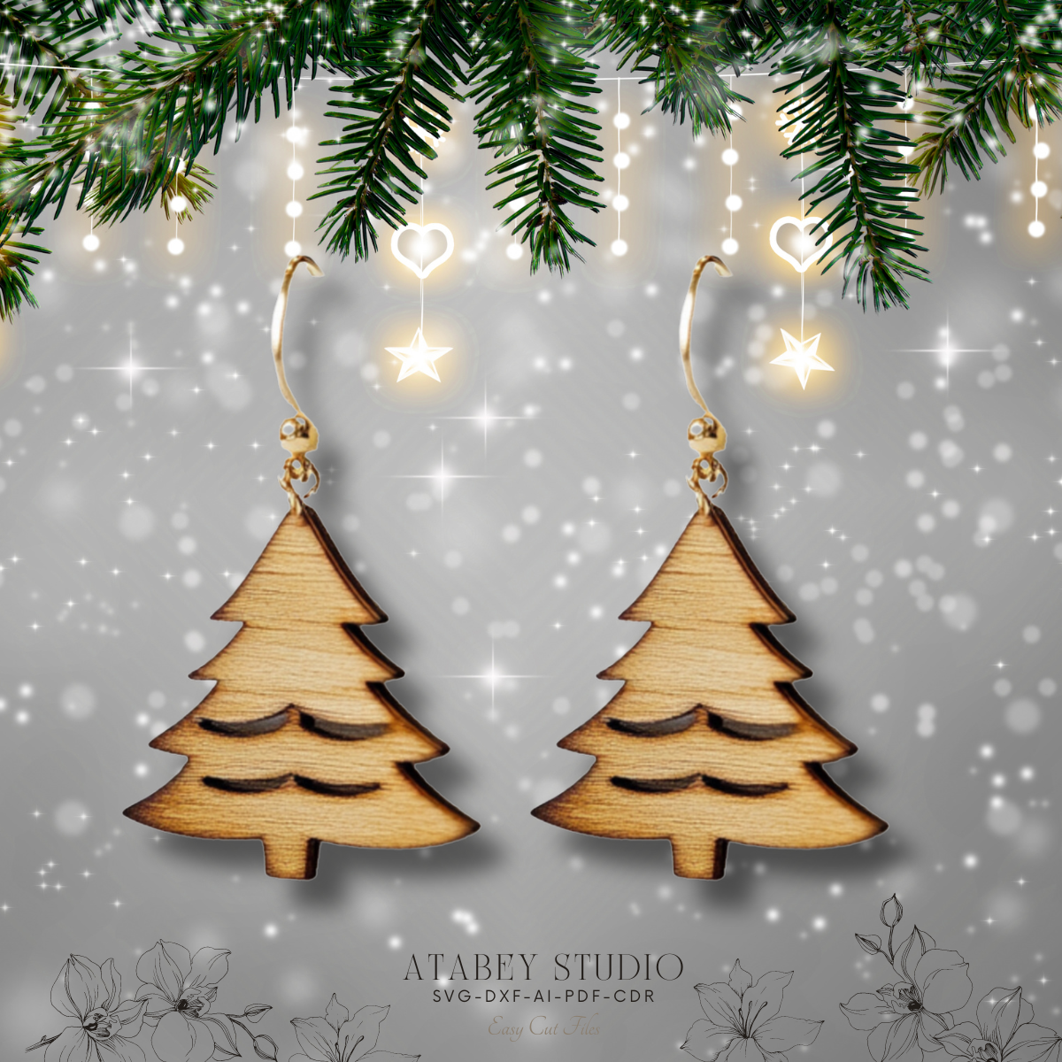 Festive Christmas Earring Bundle | Laser Cut Design for Christmas Tree, Reindeer, & Santa Earrings 876