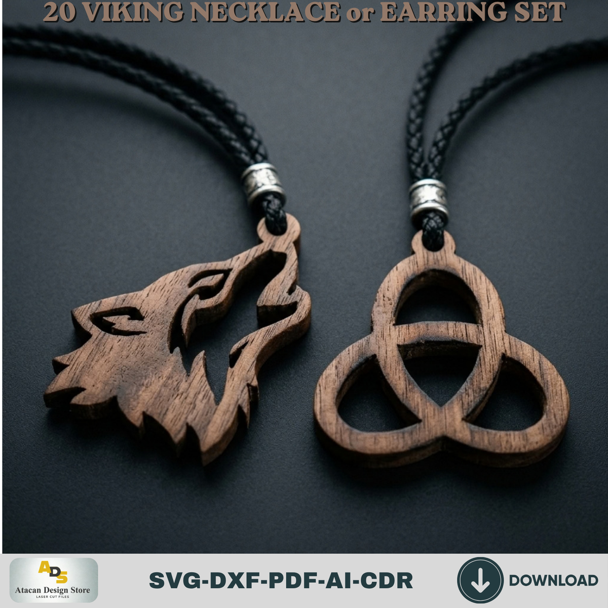 20 Viking Norse Jewelry Laser Cut Templates Necklace Earring Pendant Designs