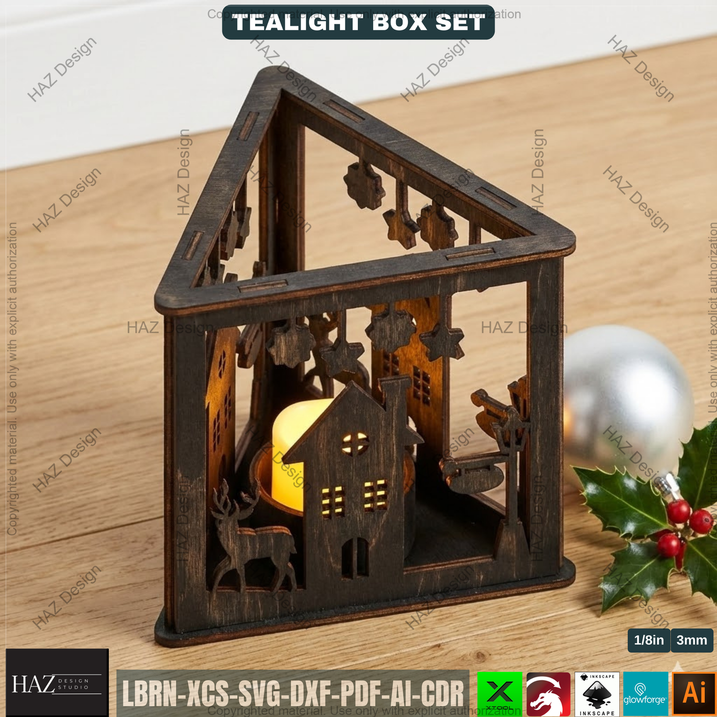 Christmas Lantern Laser Cut Plan, Triangle Tealight Holder, Xmas Table Centerpiece, Holiday Wood Decor 508