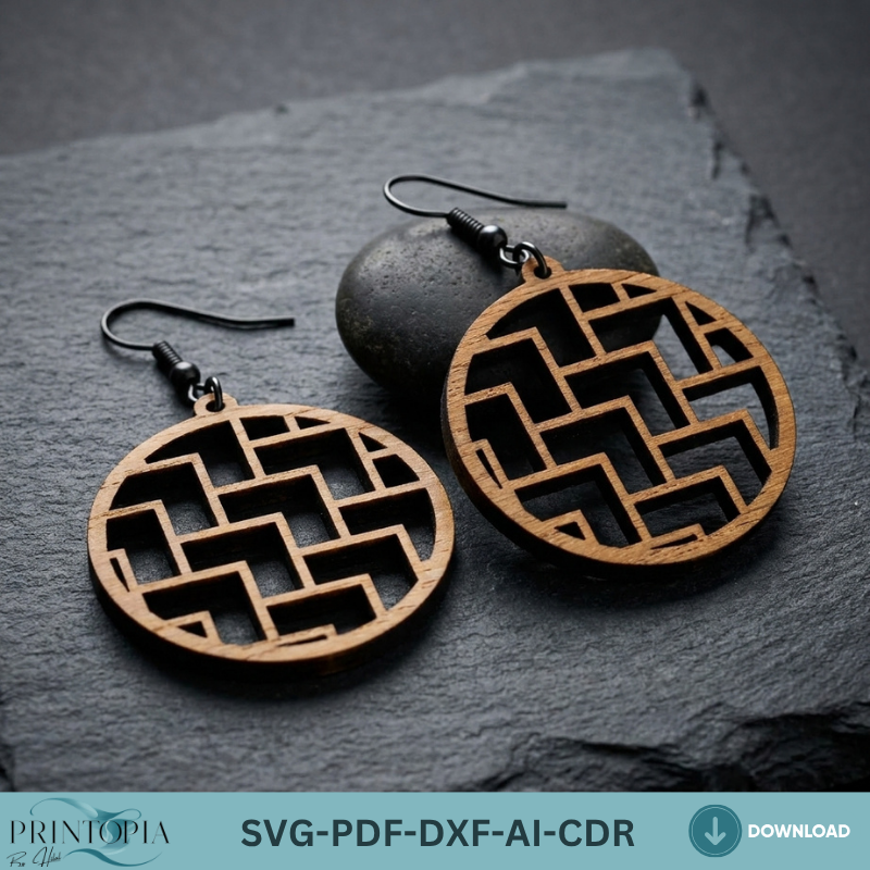 10 Wooden Earring Laser Cut Files SVG Bundle Geometric Jewelry Templates DIY Wood Earring