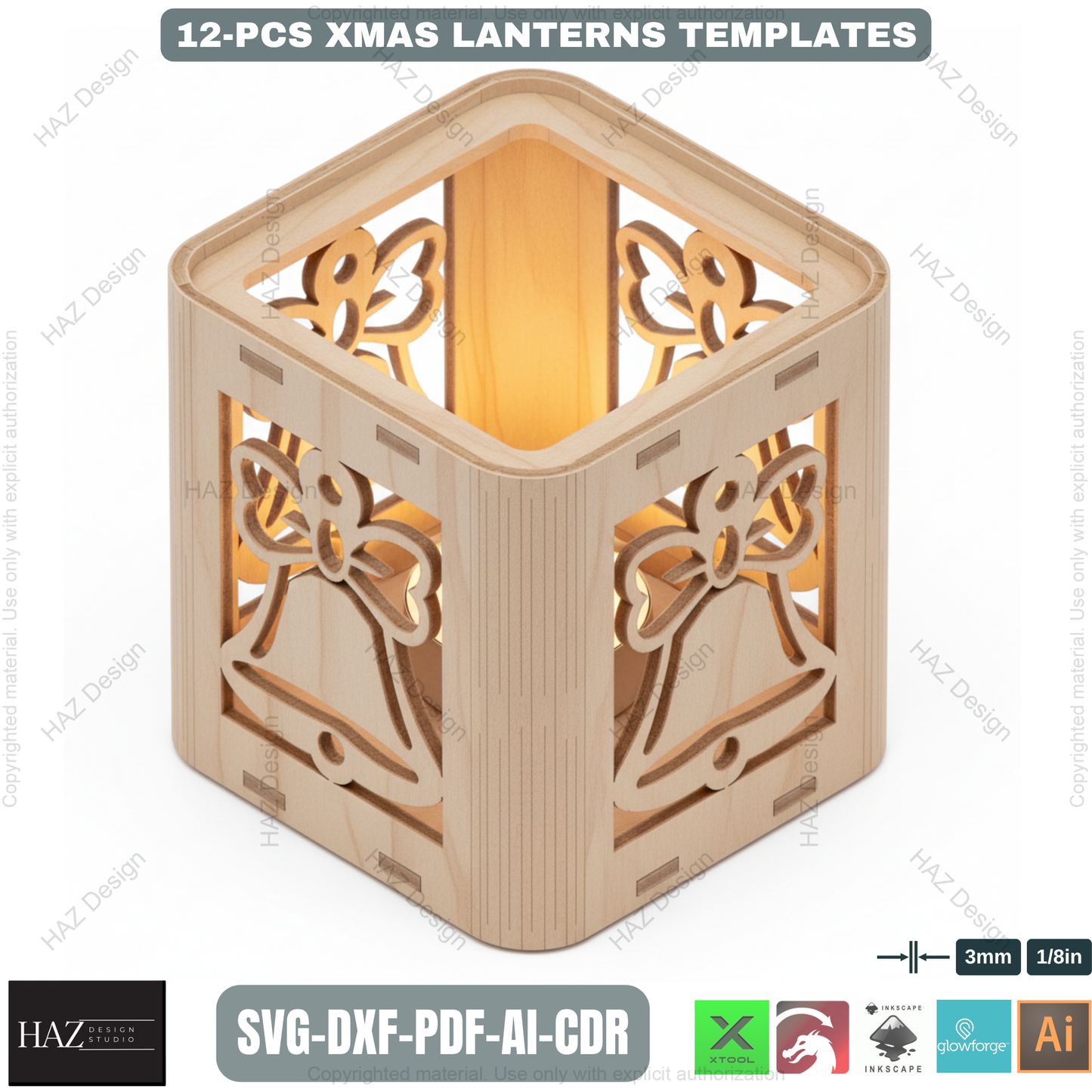 Christmas Lantern SVG Laser Cut Files | Xmas Tealight Holder Decor | DIY Wood Lamp Templates 484