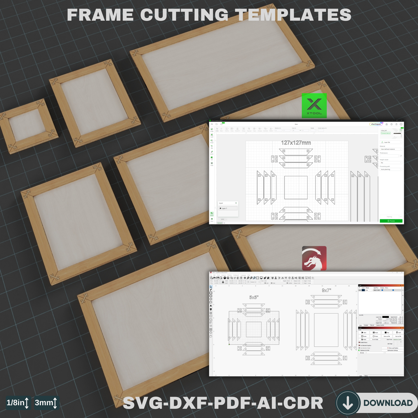 Laser Cut Frame Templates for Photo Display | Easy Assembly DIY Projects,Multi-Format Frame Cutting Templates,Frame Bundle 824