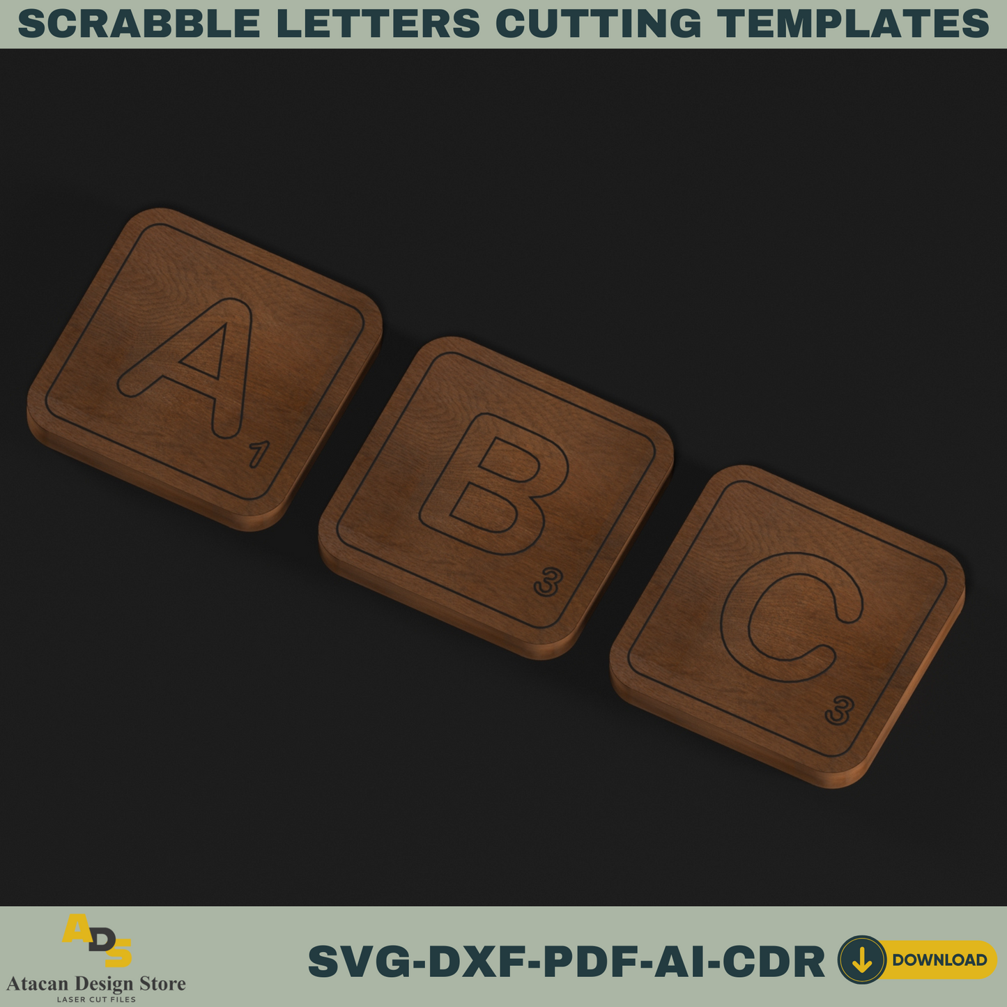 Scrabble Letter Template – Perfect for Laser Cutting, DIY Crafts, and Custom Wall Art Projects 763