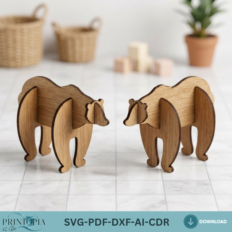 Laser Cut Wooden Bear Design - DIY 3D Bear Projects 089