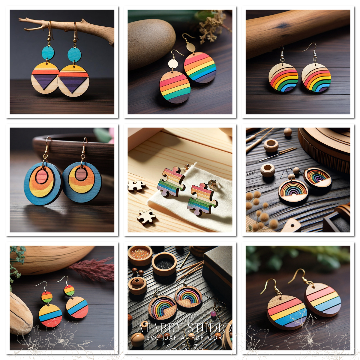 Vibrant Rainbow Earring Designs - Laser Cut Jewelry Files for DIY Projects 860