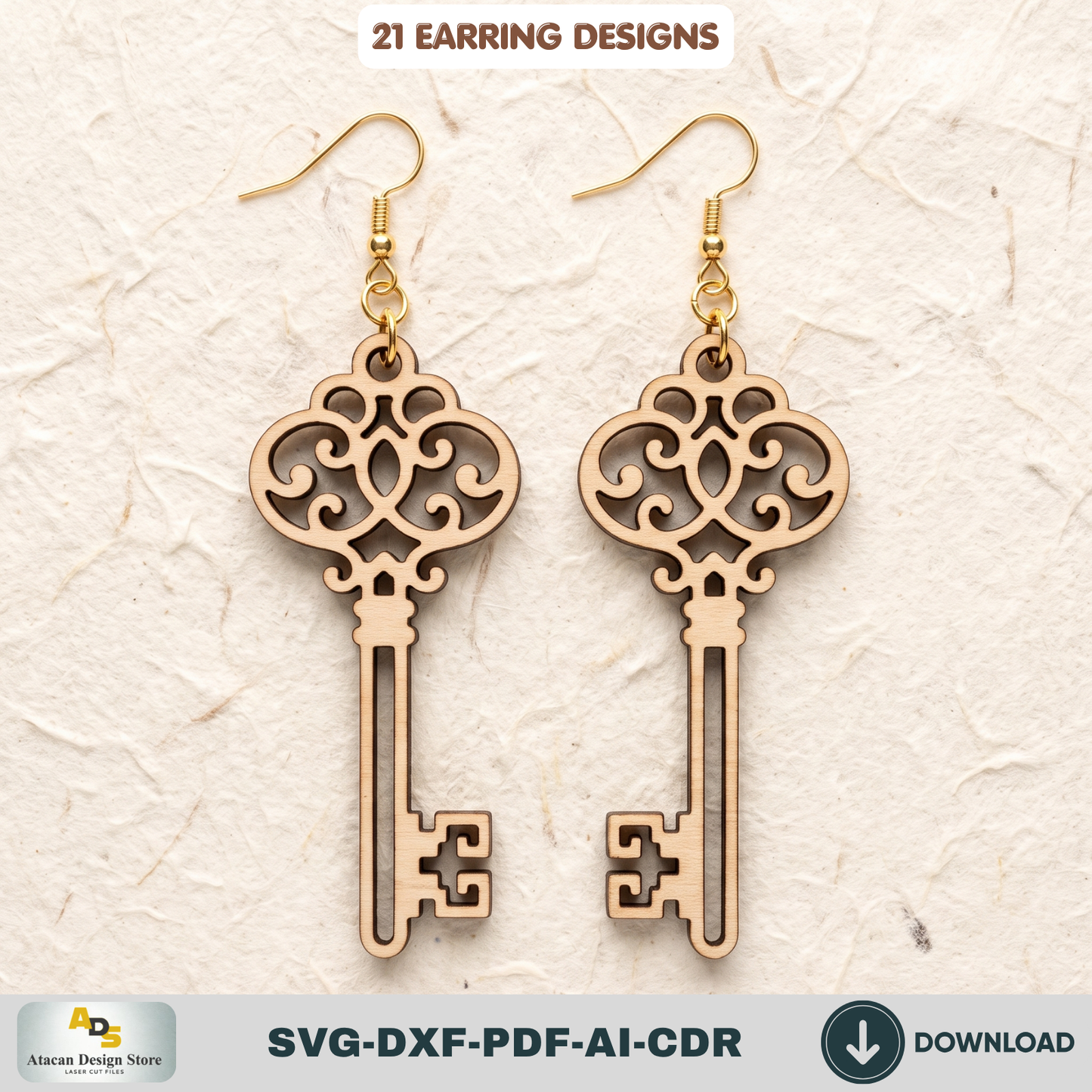 21 Wooden Earring SVG Bundle Laser Cut Jewelry Templates Glowforge DIY Wood Earrings Cutting Files