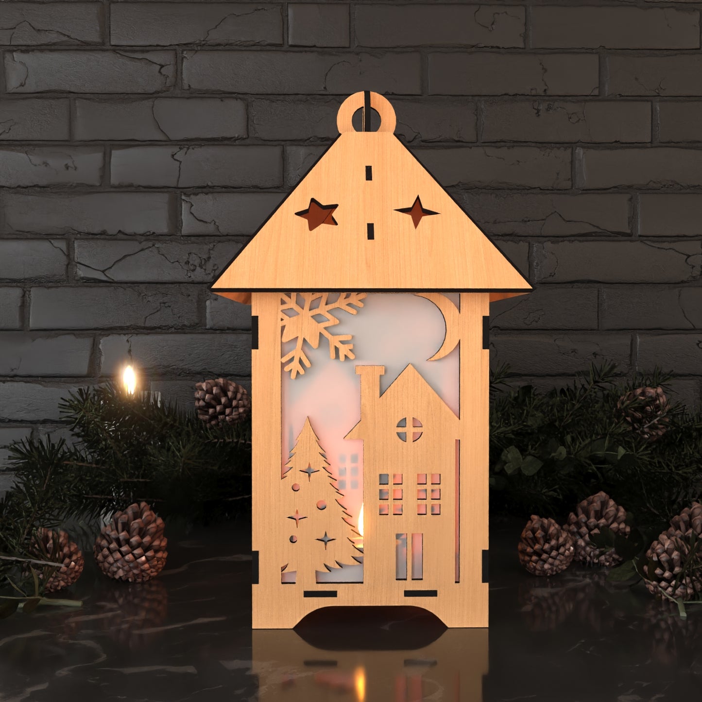 DIY Christmas Lantern - Snowman, Tree, & Snowflake Scene Night Light Design 924