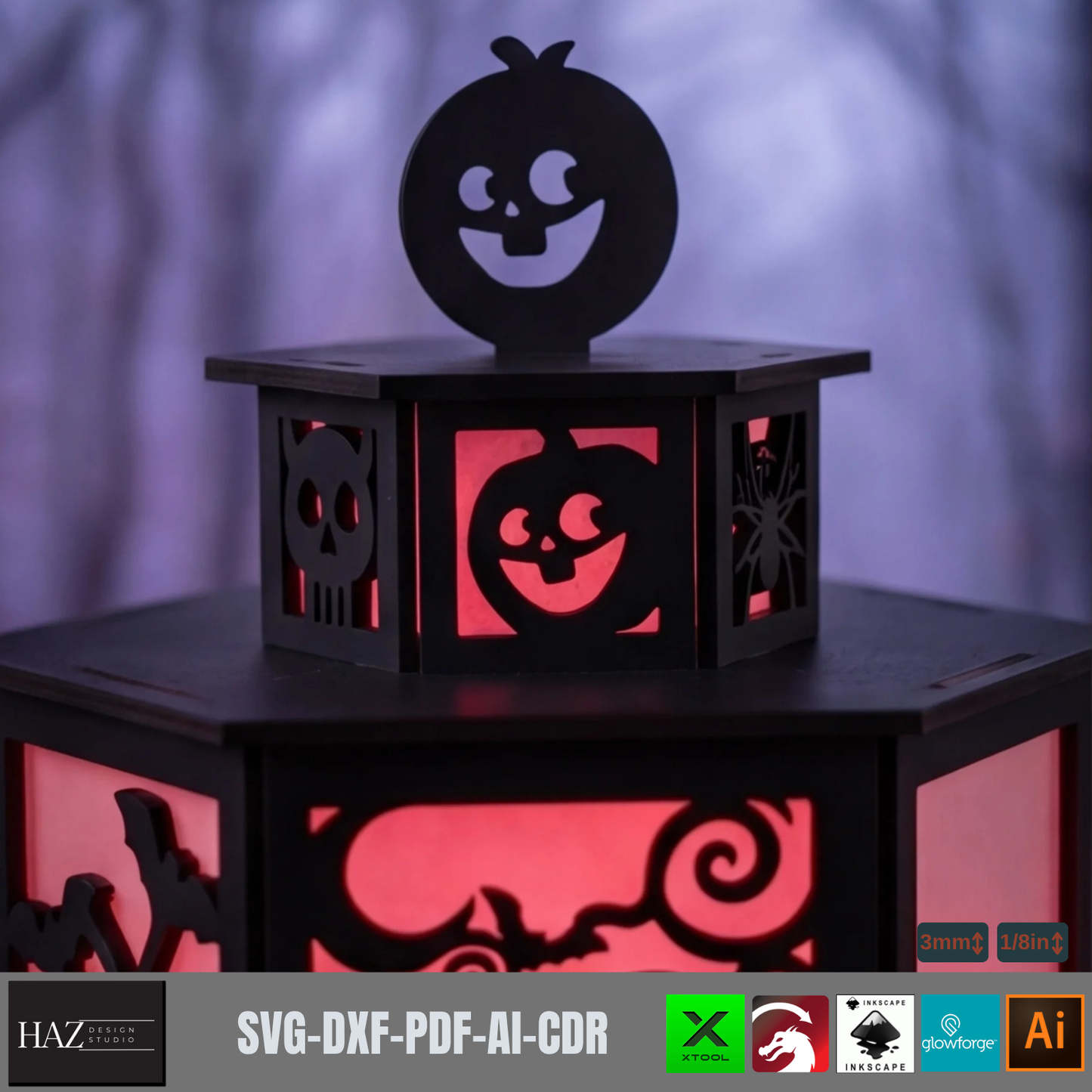 Halloween Haunted House Lantern Spooky Witch Candle Holder Wooden Pumpkin Centerpiece Table Decor