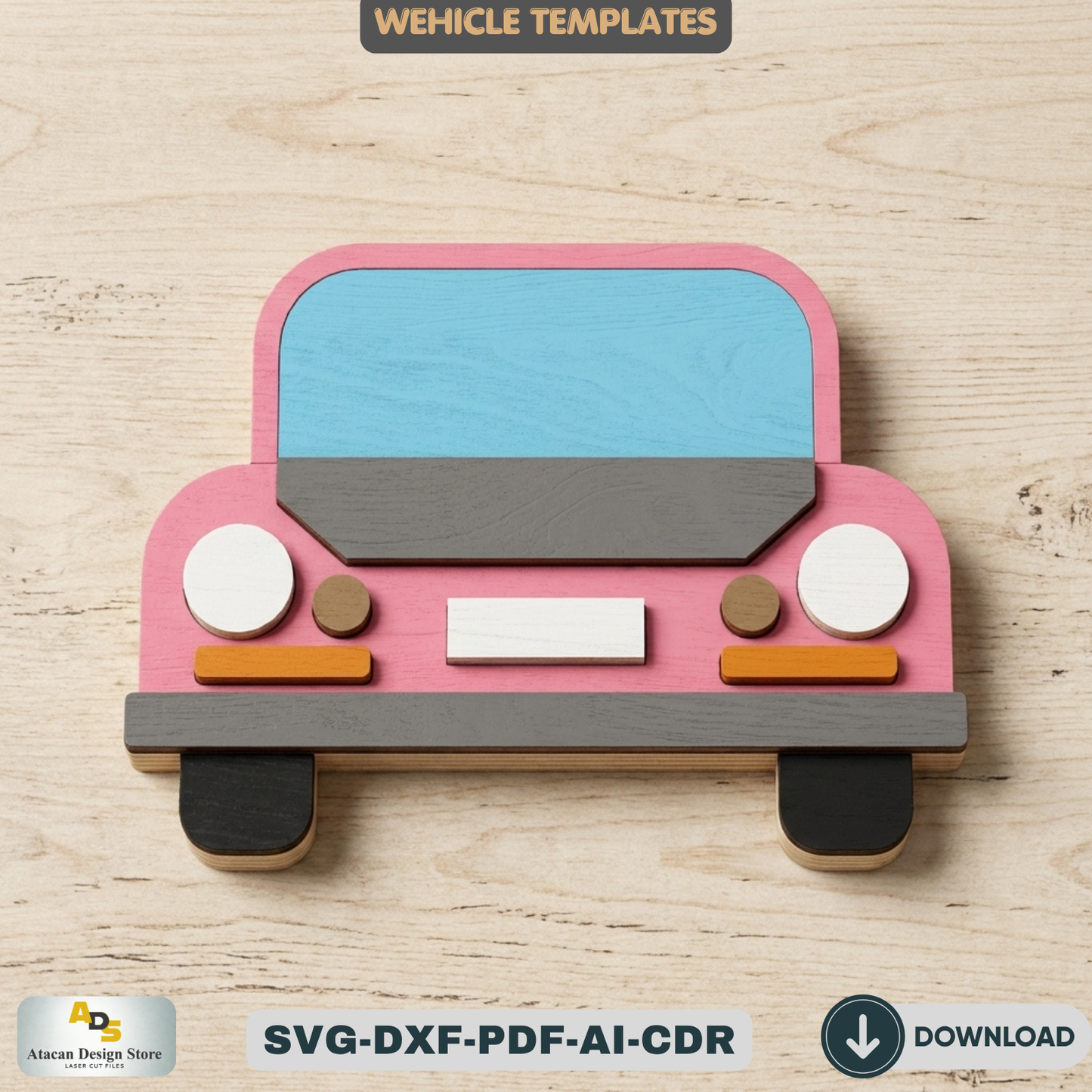 Vehicle Templates / Car Bus Truck Wall Art Decor / Kids Room DIY Craft Multi Layered 948