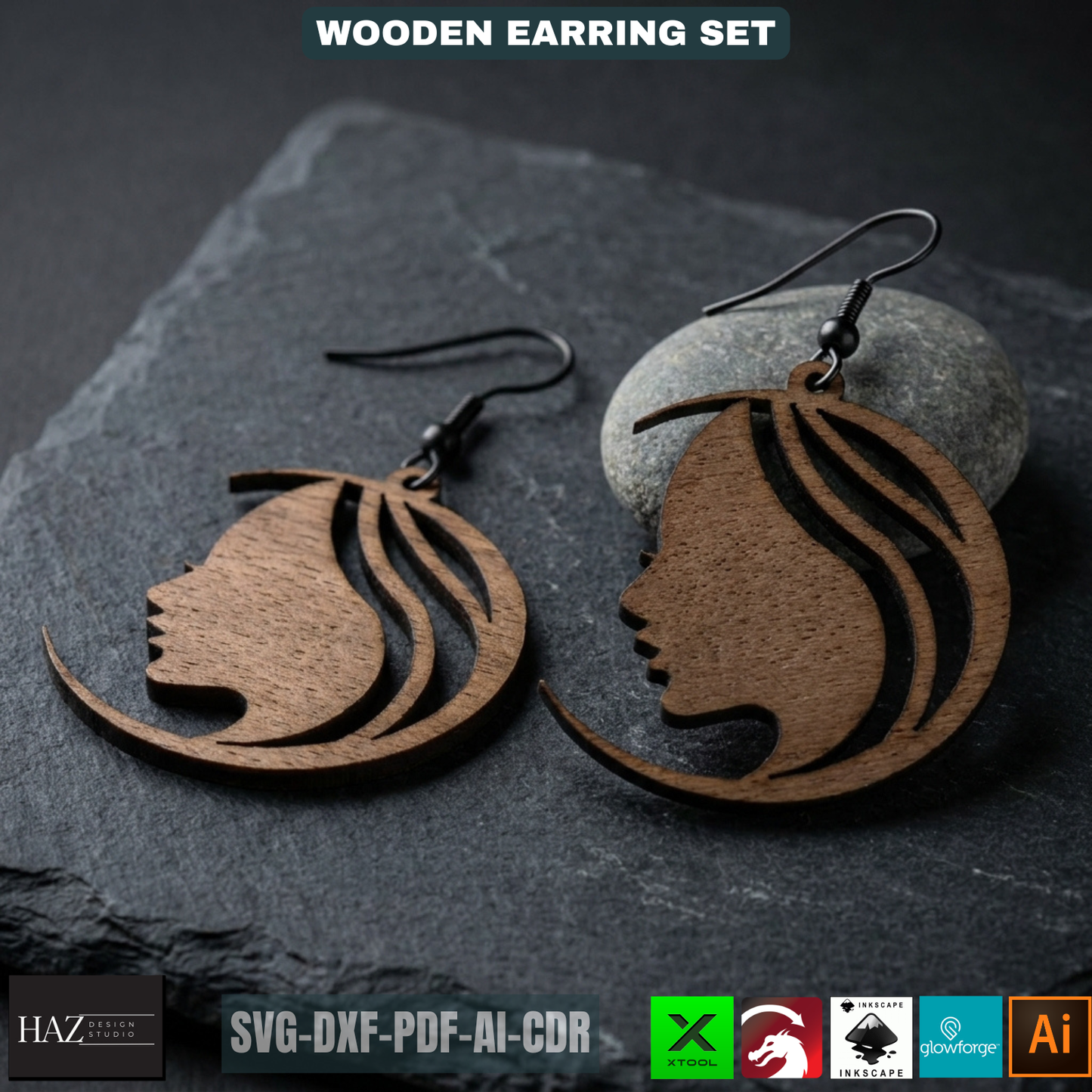 Laser Cut Earring SVG Bundle, Unique Wood Earring Designs, DIY Jewelry Files for Laser Cutter 478
