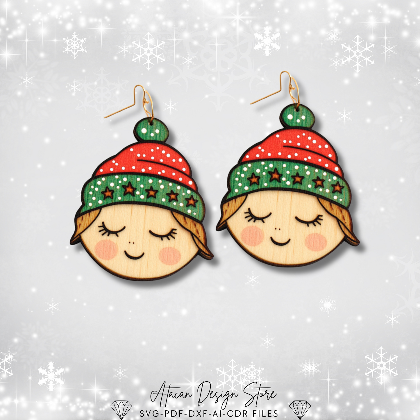 Festive Christmas Earring Templates | Perfect for Laser Cutting & DIY Holiday Jewelry 712