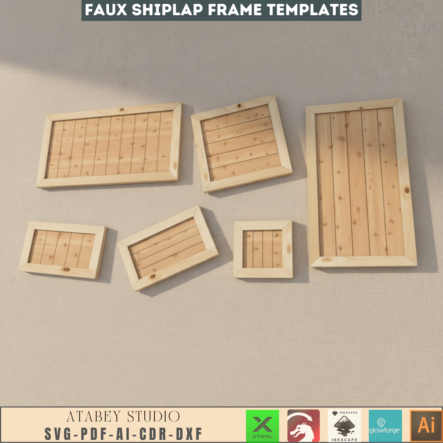 Faux Shiplap Sign Backers, Laser cut files SVG DXF vector plans, glowforge file svg, laser cut template, laser svg, laser cutting files 132