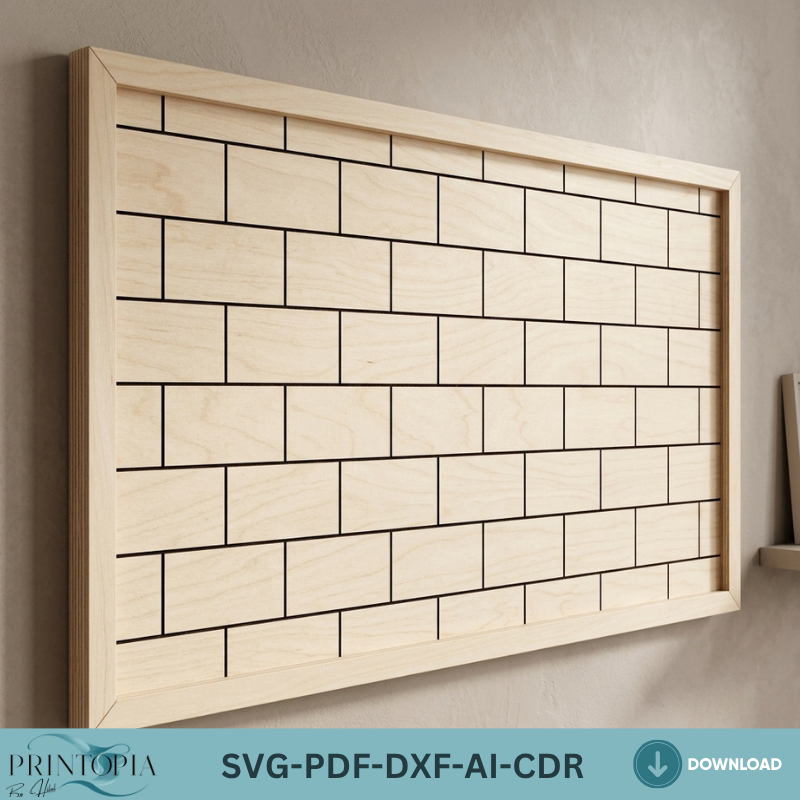 Geometric Wood Wall Art Laser Cut Files Herringbone Honeycomb Tile Patterns Frame Bundle