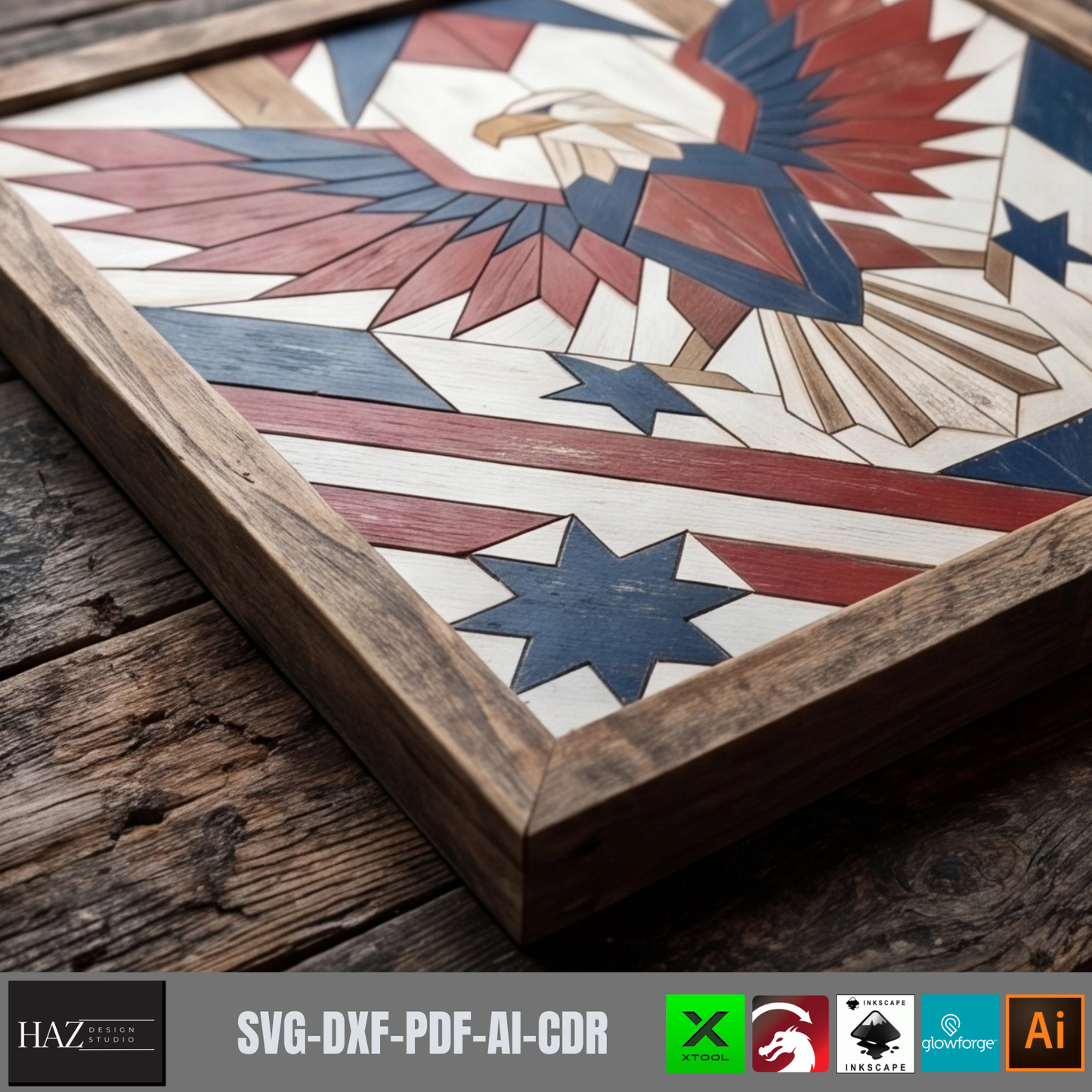 Patriotic American Pattern, Independence Day Decor, Uncle Sam Sign, Statue of Liberty, Eagle Design