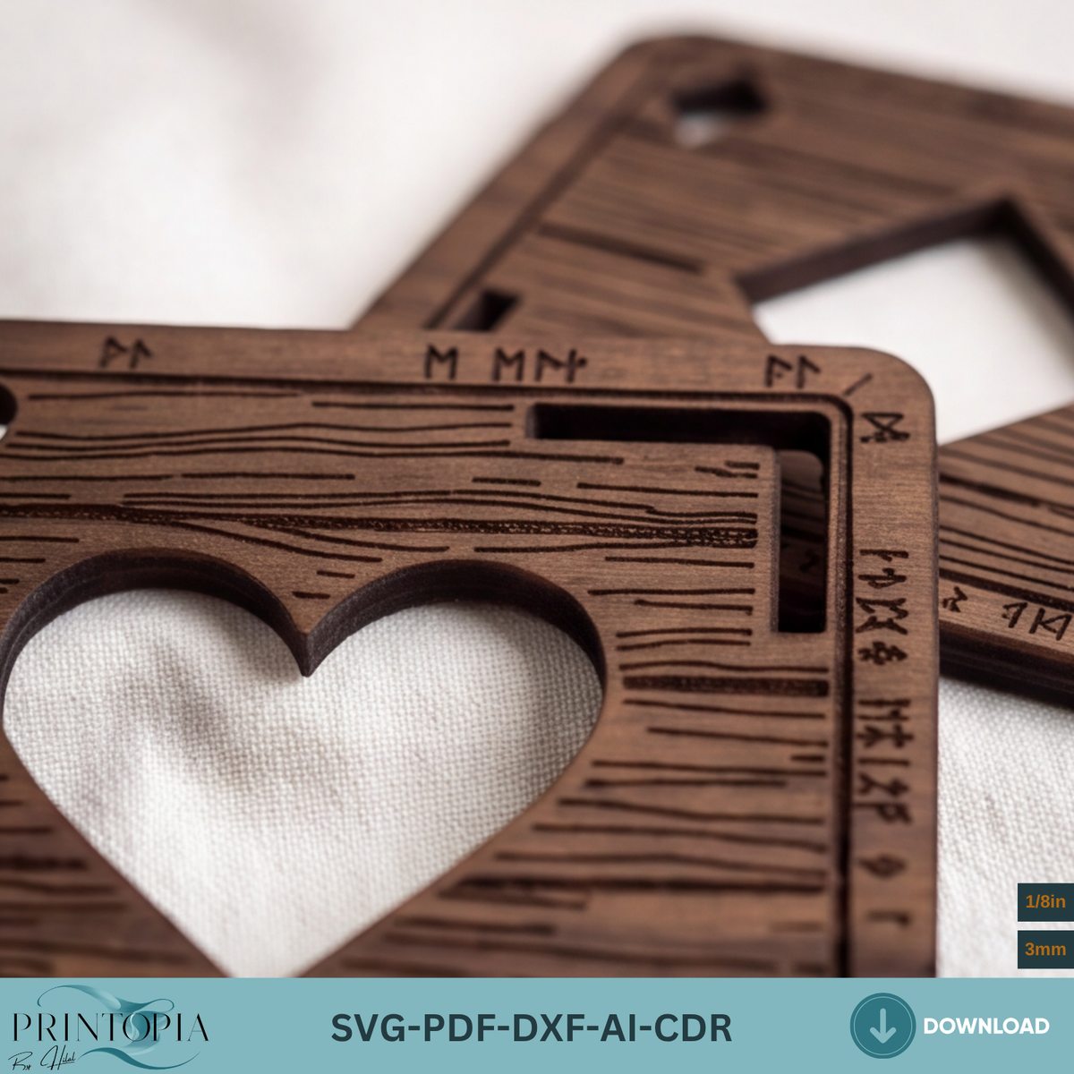 Wooden Deck of Cards Coaster Laser Cut Design Viking Rune Coaster Box Template 381