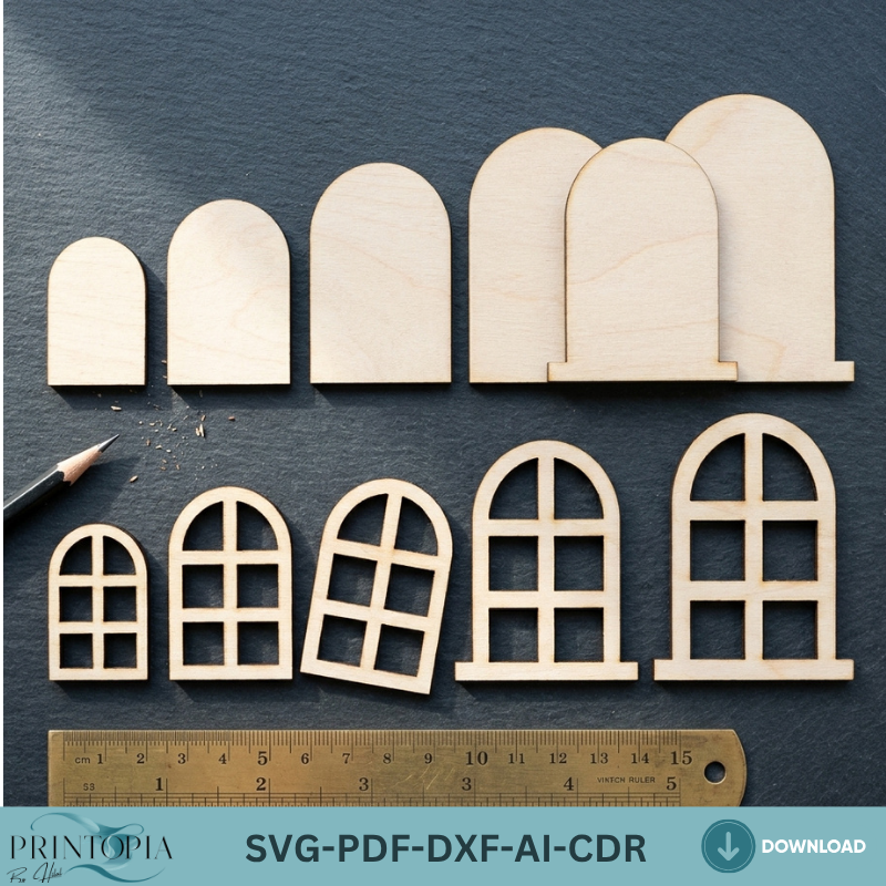 Window Frame Cutting Template Bundle – Perfect for Laser Cutting DIY Home Decor Projects 133