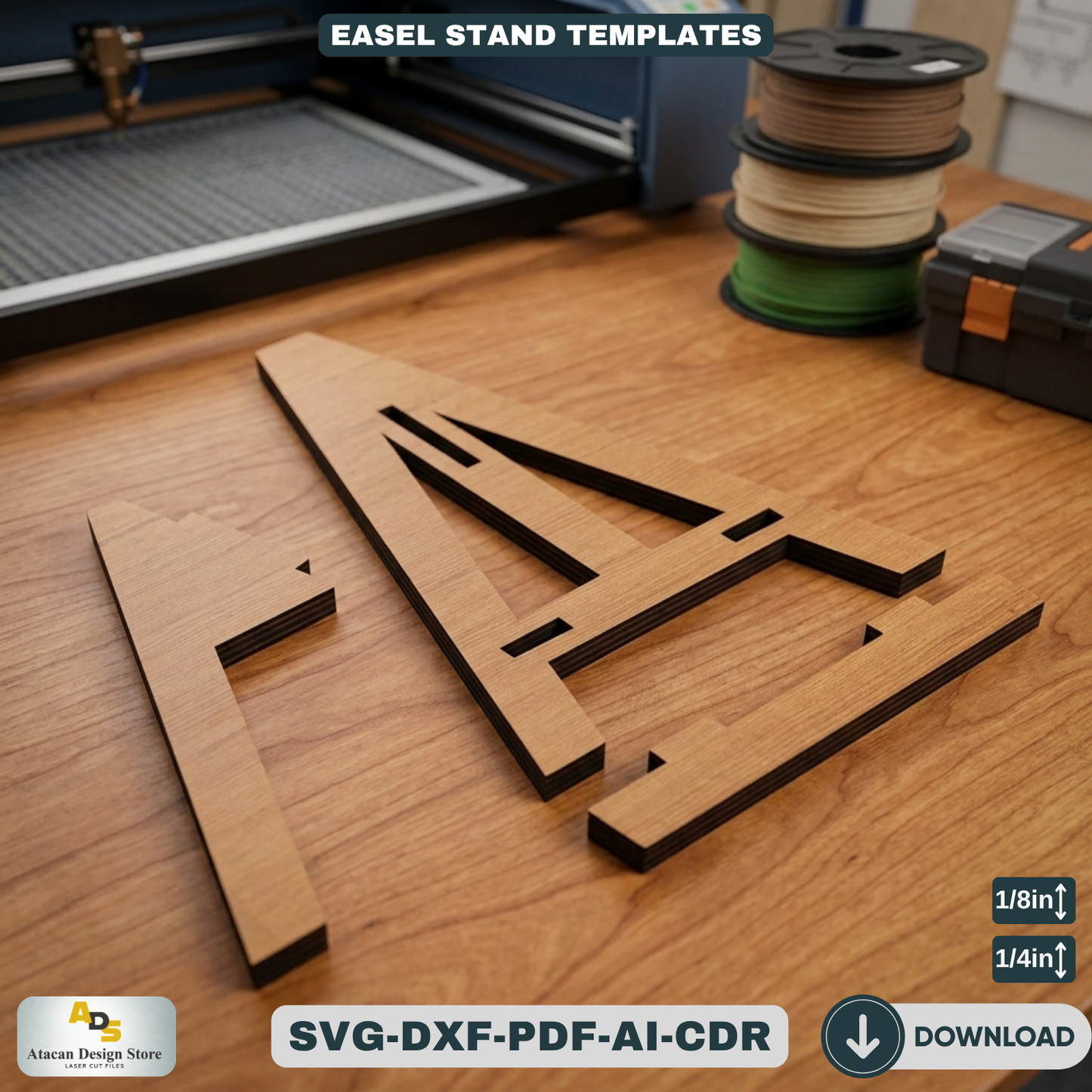 Easel Stands for Art Displays and Picture Frames - Multiple Sizes for Laser Cutting 487