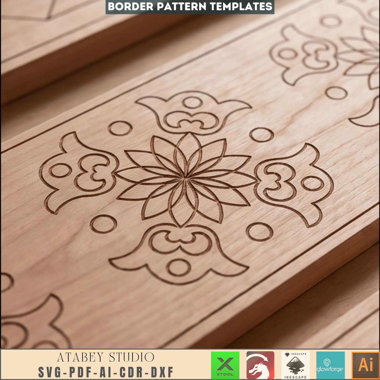 Ornamental Border Laser Cut Files - Intricate Wooden Border Engraving Designs