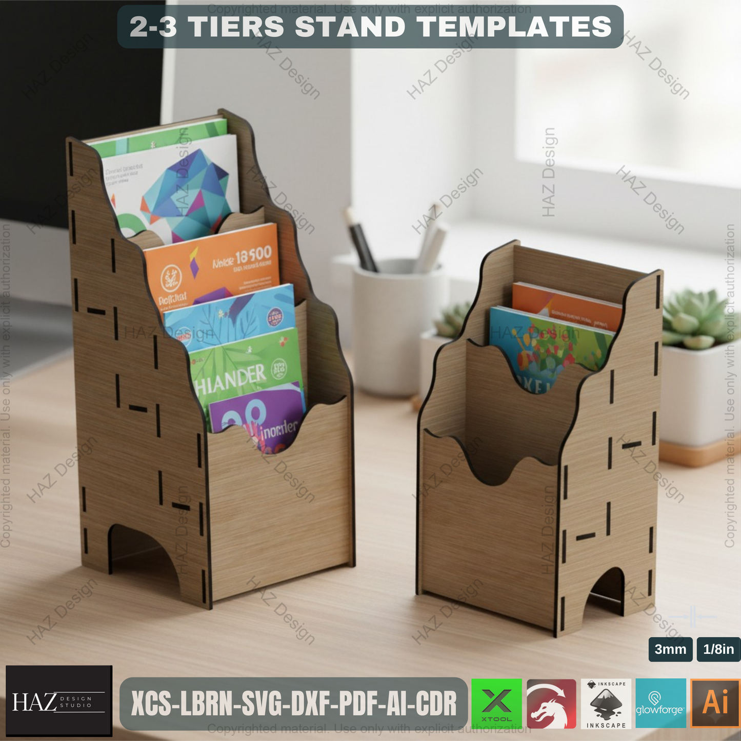Laser Cut Tiered Display - 2 Sizes - Retail Stand SVG,Laser Cut Counter Stand - Retail Display - SVG Template 420
