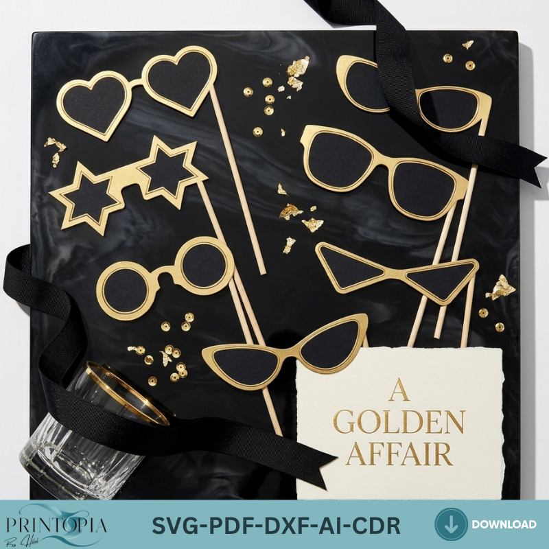 Party Glasses SVG Bundle | Photo Booth Props Laser Cut File | Wooden Sunglasses Template | Digital Download for Xtool Glowforge 314