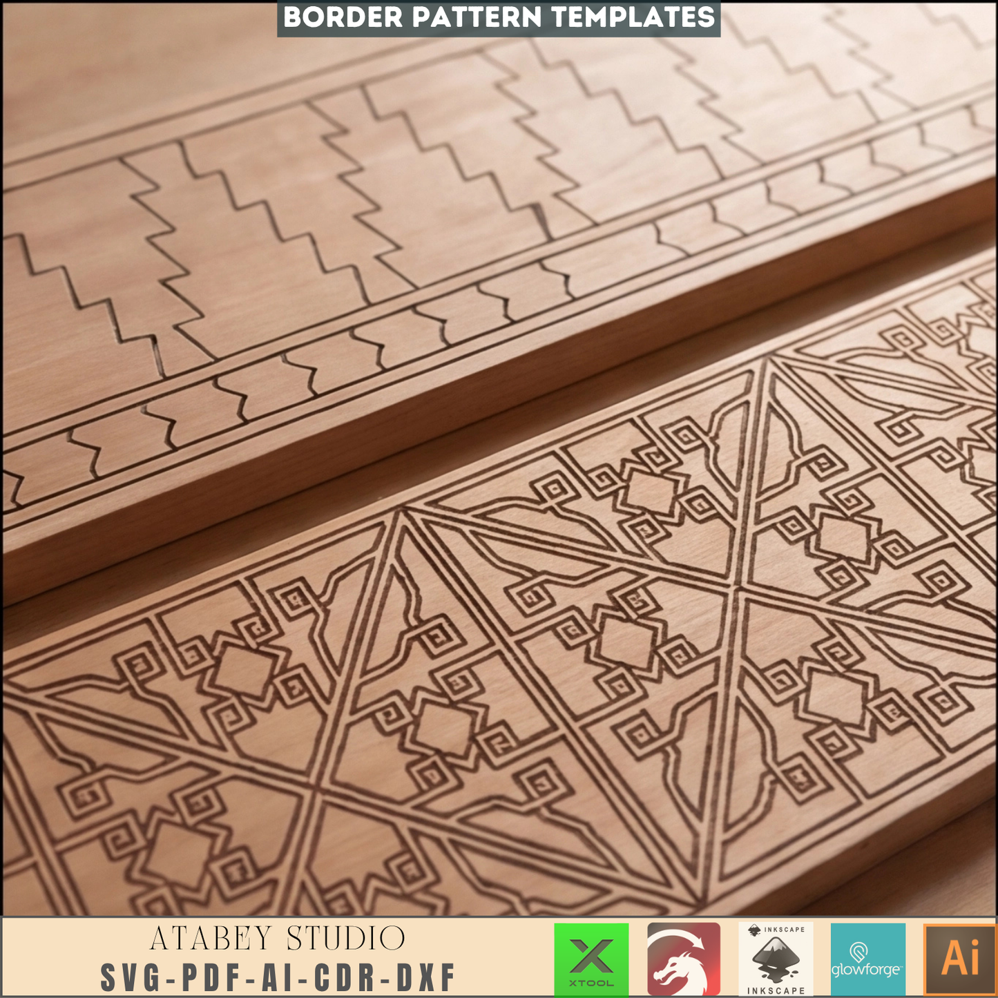 Ornamental Border Laser Cut Files - Intricate Wooden Border Engraving Designs