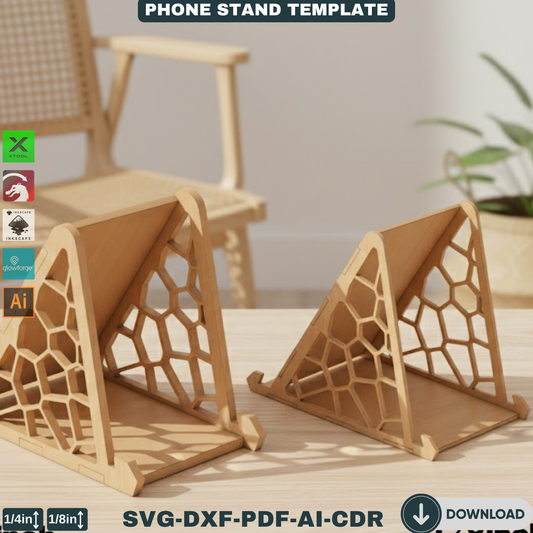 Phone Stand Laser Cut Files /Laser ready / Easy laser cut template / Glowforge laser cut pattern ADS113