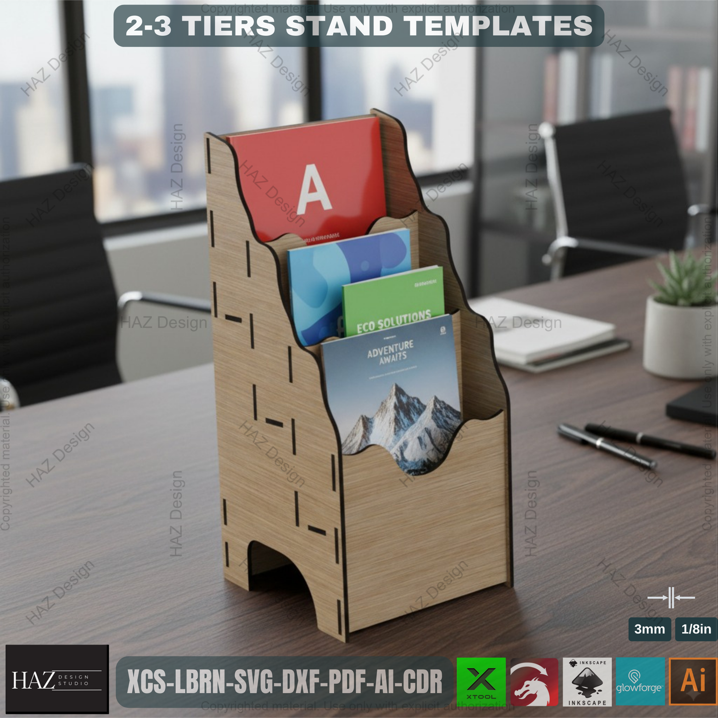 Laser Cut Tiered Display - 2 Sizes - Retail Stand SVG,Laser Cut Counter Stand - Retail Display - SVG Template 420