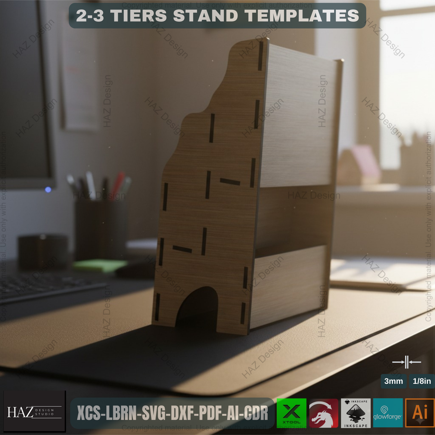 Laser Cut Tiered Display - 2 Sizes - Retail Stand SVG,Laser Cut Counter Stand - Retail Display - SVG Template 420