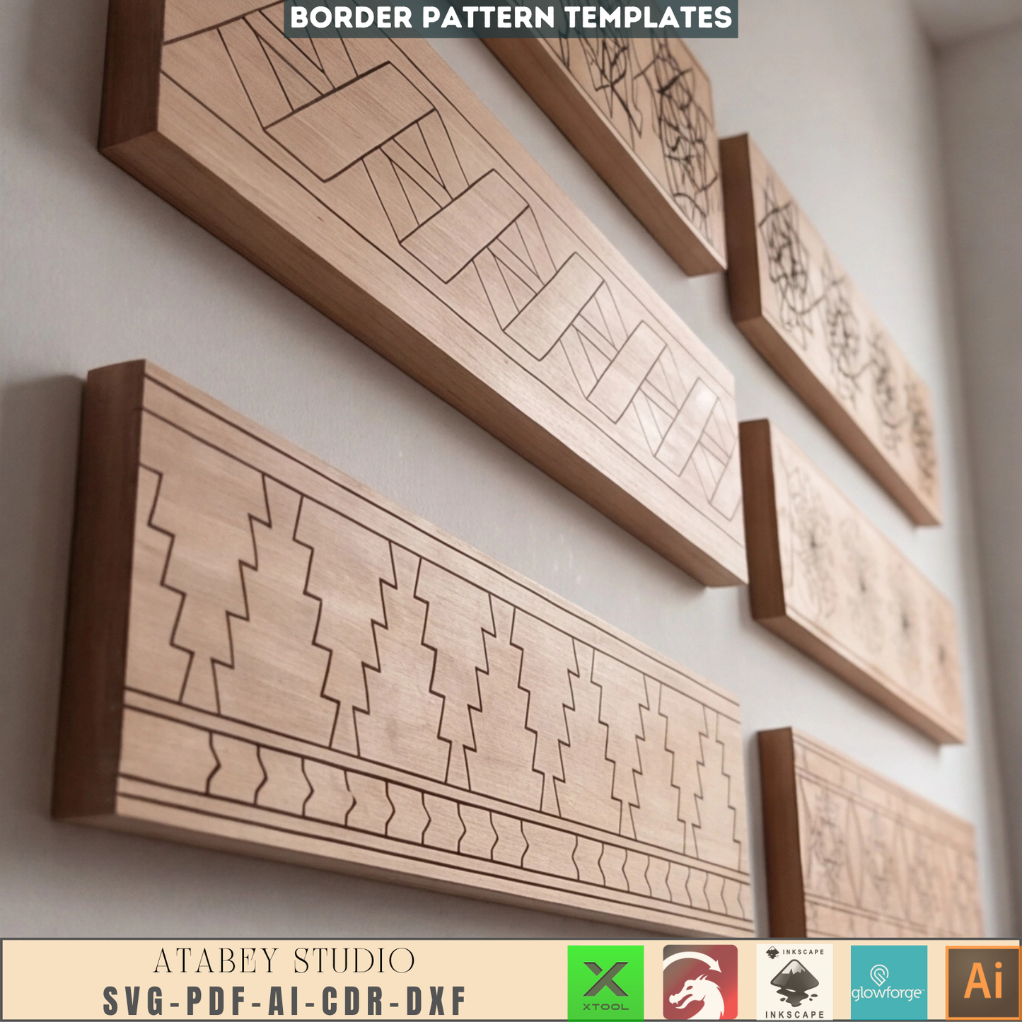 Ornamental Border Laser Cut Files - Intricate Wooden Border Engraving Designs