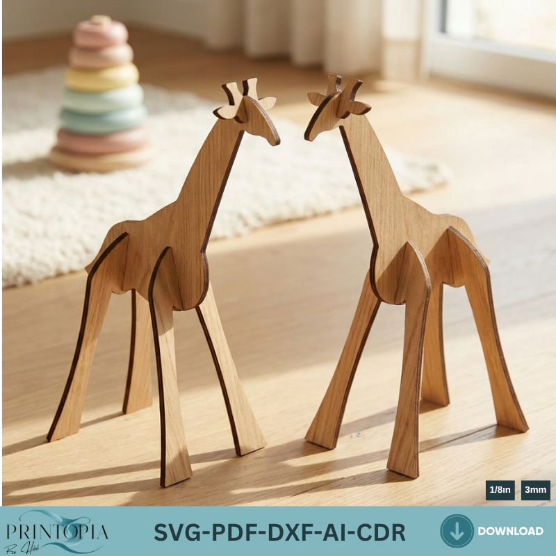 Giraffe Cutting Template - 3D Animal Decor for Laser Cutting Machines Create Stunning 3D Giraffe Decor with This Laser Cutting Template 136